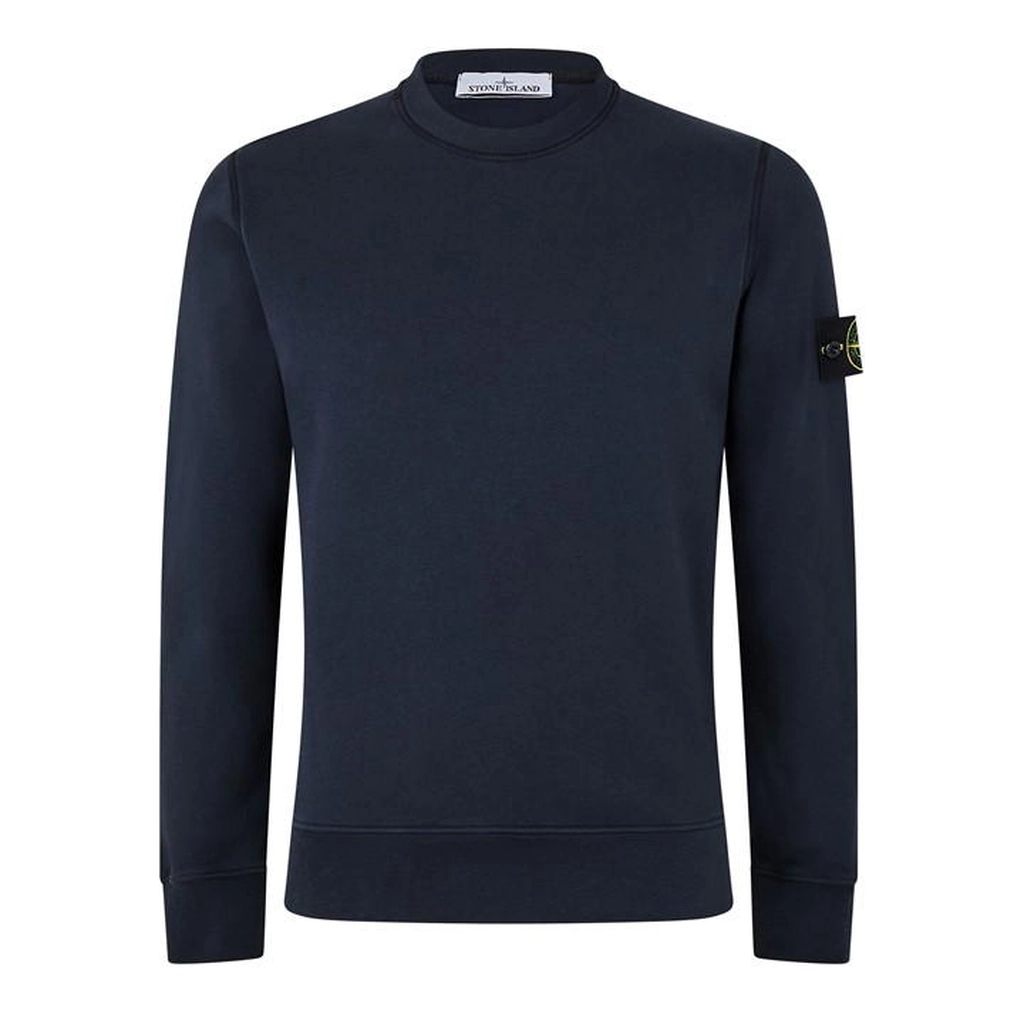 Stone Island Men's Logo Lightweight Cotton Fleece Jumper - Blue